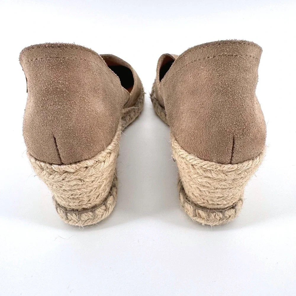 Verbenas Mamen Espadrille Wedge Women 40 Taupe Suede Leather Made in Spain